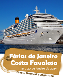 Férias de Janeiro a bordo do Costa Favolosa - Brasil, Uruguai e Argentina. 13 a 20 de janeiro de 2024